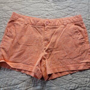 BCG Women's Shorts Size 10 Orange/ White Geometric Pattern 4 Pockets